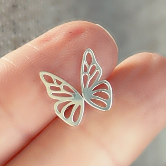 Sterling Silver Novelty Butterfly Studs - Picture 5 of 7